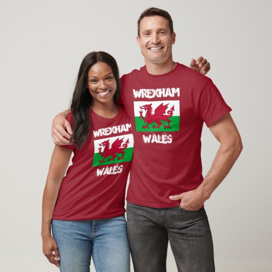 Wrexham, Wales mit Waliser-Flagge T-Shirt (Unisex)