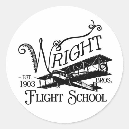 Wright Bros. Flugschule Runder Aufkleber (Vorderseite)