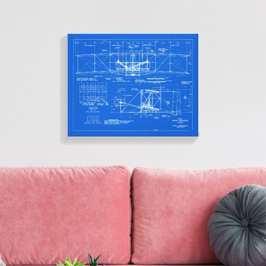 Wright Bros. "Flyer" Blueprint 1903 Leinwanddruck (Insitu (Wohnzimmer))