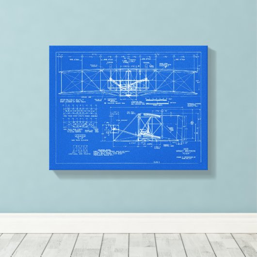 Wright Bros. "Flyer" Blueprint 1903 Leinwanddruck (Insitu (Holzboden))