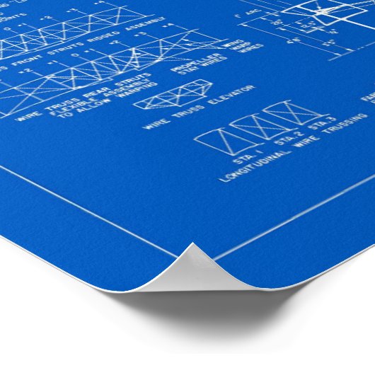 Wright Bros. "Flyer" Blueprint 1903 Poster (Ecke)