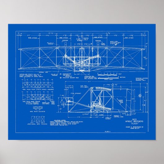Wright Bros. "Flyer" Blueprint 1903 Poster (Vorne)