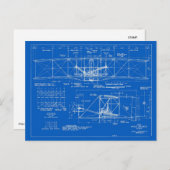 Wright Bros. "Flyer" Blueprint 1903 Postkarte (Vorne/Hinten)