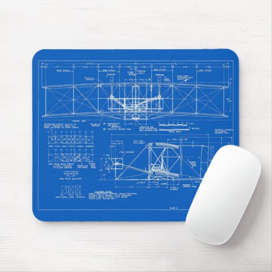 Wright Bros. "Flyer-" Plan 1903 Mousepad (Mit Mouse)
