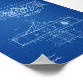 Wright Brothers Flugzeugpatent - Blueprint Poster (Ecke)