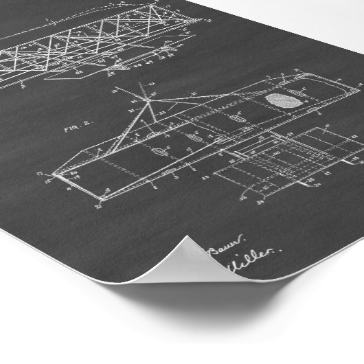 Wright Brothers Flugzeugpatent - Chalkboard Poster (Ecke)