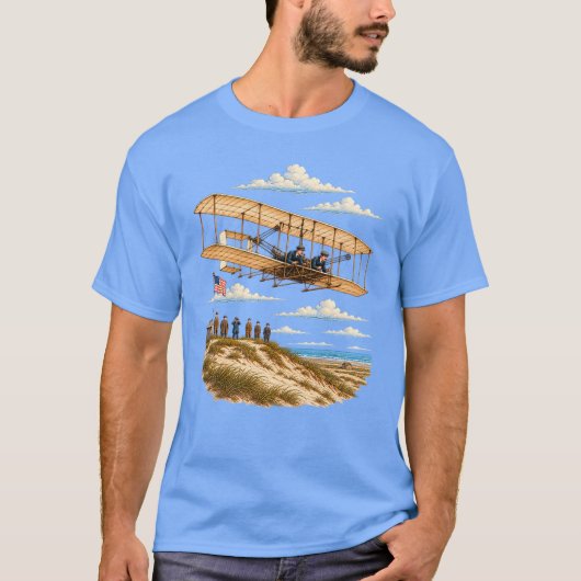 Wright Brothers Flyer über Kitty Hawk T-Shirt (Vorderseite)