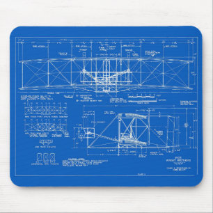 Wright-Brüder "Flyer"-Bauplan 1903 Mousepad