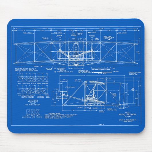 Wright-Brüder "Flyer"-Bauplan 1903 Mousepad (Vorne)