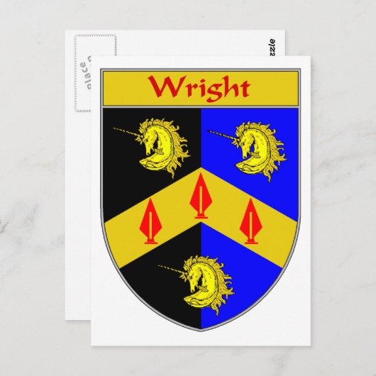 Wright Coat of Arms/Familienwappen Postkarte (Vorne/Hinten)