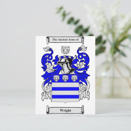 Wright Coat of Arms Postkarte (Stehend Vorderseite)