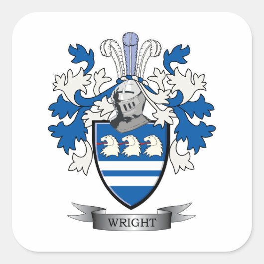 Wright Coat of Arms Quadratischer Aufkleber (Vorderseite)