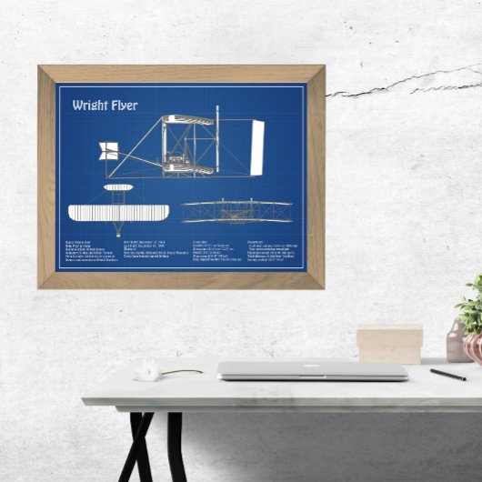 Wright Flyer - Flugzeugkonzept Zeichnend Pläne ABD Fotodruck