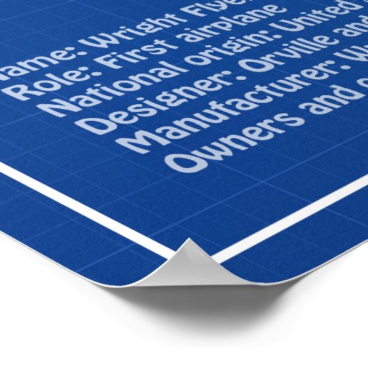 Wright Flyer - Flugzeugkonzept Zeichnend Pläne ABD Poster (Ecke)