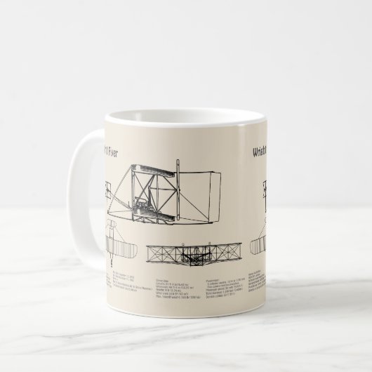 Wright Flyer - Flugzeugkonzept Zeichnend Pläne SD Kaffeetasse (Vorderseite Links)