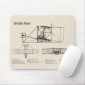 Wright Flyer - Flugzeugkonzept Zeichnend Pläne SD Mousepad (Mit Mouse)