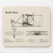 Wright Flyer - Flugzeugkonzept Zeichnend Pläne SD Mousepad (Vorne)
