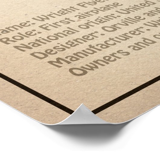 Wright Flyer - Flugzeugkonzept Zeichnend Pläne SD Poster (Ecke)