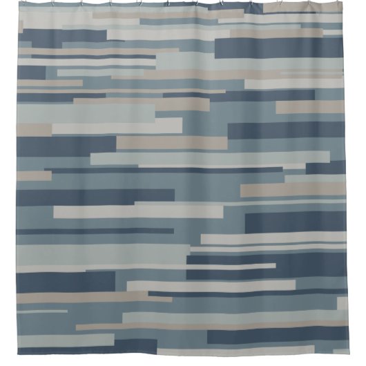 Wright Mid Century Modern Geometric Abstrakt Blue Duschvorhang (Vorderseite)