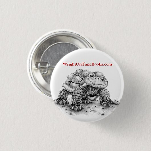 Wright rechtzeitig bucht Schildkröte Button (Vorne & Hinten)