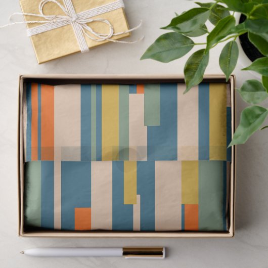 Wright Retro Modernes Abstrakt geometrisches Muste Seidenpapier (Geschenk)