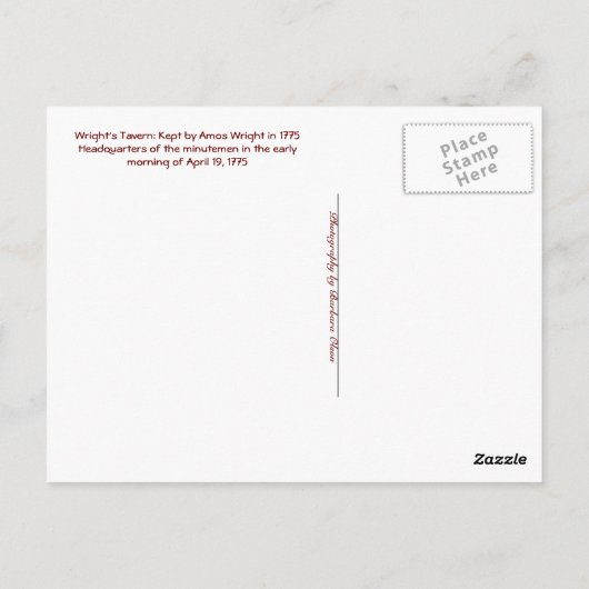 Wright Tavern Postkarte (Rückseite)