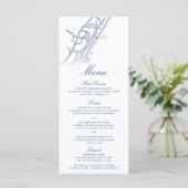 Wrightsville Beach Map Elegant Navy Blue Wedding Menükarte (Stehend Vorderseite)