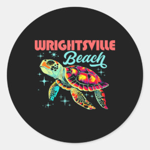 Wrightsville Beach Nc Artistic Sea Turtle Retro Runder Aufkleber