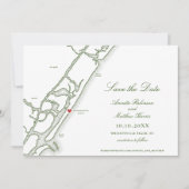 Wrightsville Beach NC Karte Forest Green Wedding (Vorderseite)