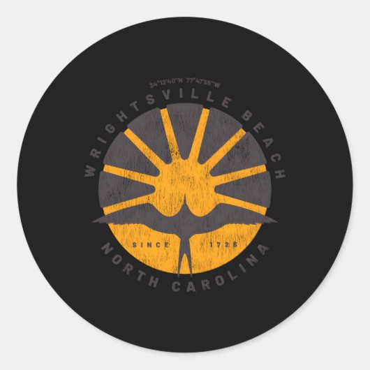 Wrightsville Beach Nc Urlaub Sunrise Seagull Runder Aufkleber (Vorderseite)