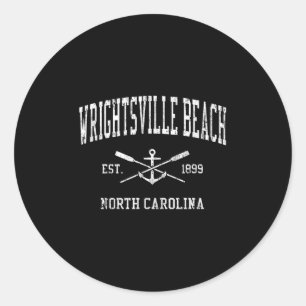 Wrightsville Beach Nc Vintage gekreuzte Ruder & Runder Aufkleber
