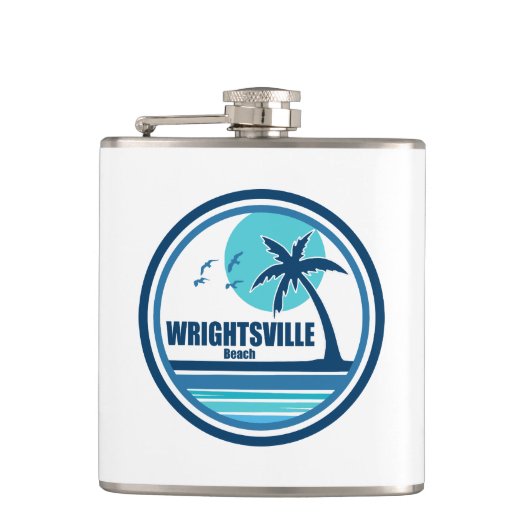 Wrightsville Beach North Carolina Palm Tree Birds Flachmann (Vorderseite)