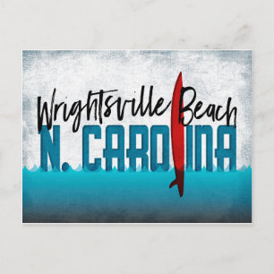 Wrightsville Beach Postcard N. Carolina Surfboard Postkarte