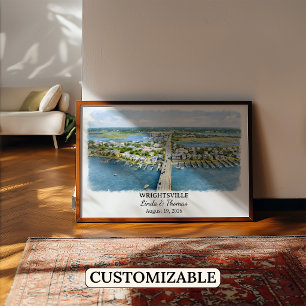 Wrightsville North Carolina Poster, Aquarell, Cu Poster