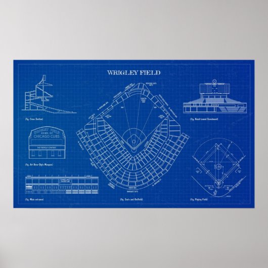 Wrigley Field Blueprint Poster (Vorne)