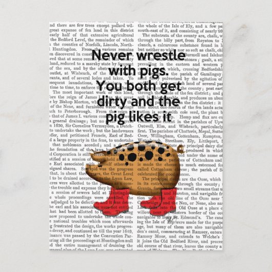 Wringen Sie nie mit Schweinen Postkarte (Vorderseite)