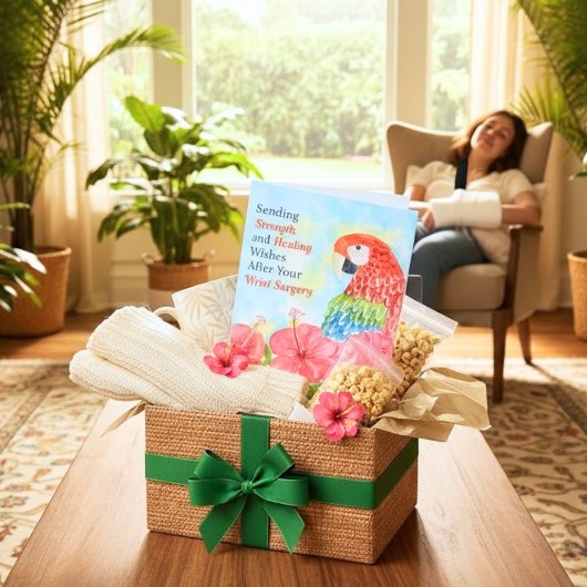 Wrist Surgery Healing Scarlet Macaws, Hibiscus Karte