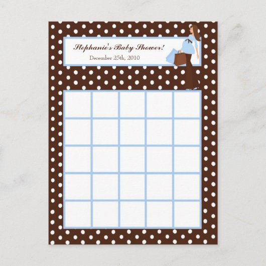 Writable Bingo Card Blue Mod Mama Polka Dots Einladungspostkarte (Vorderseite)