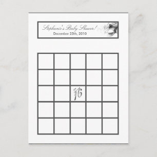 Writable Bingo Card Sweet 16 Silver White Party Einladungspostkarte