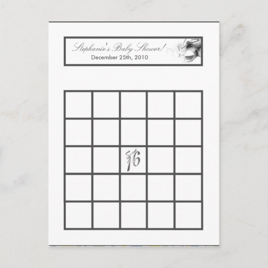 Writable Bingo Card Sweet 16 Silver White Party Einladungspostkarte (Vorderseite)