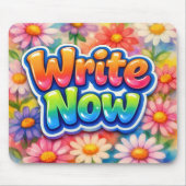 Write Now Text with Vibrant Daisies Mousepad (Vorne)