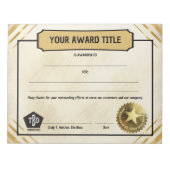 Write-on custom title employee recognition award notizblock (Vorderseite)