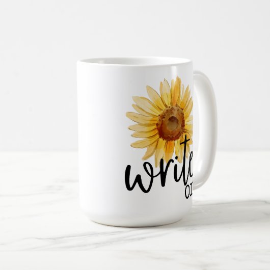 Write On (mit Sonnenblume) Kaffeetasse (VorderseiteRechts)