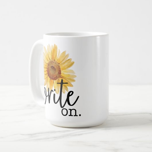 Write On (mit Sonnenblume) Kaffeetasse (Vorderseite Links)