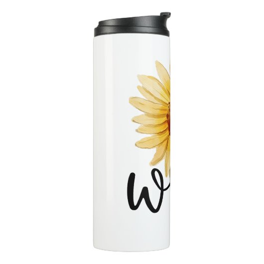Write On (mit Sonnenblume) Thermosbecher (Nach links gedreht)