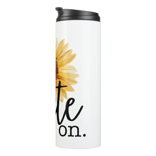 Write On (mit Sonnenblume) Thermosbecher (Nach rechts gedreht)