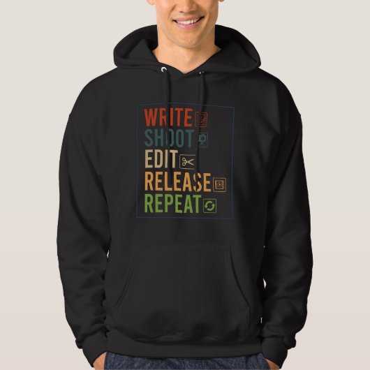 Write Shoot Edit Release Repeat - Filmmaking Hoodie (Vorderseite)