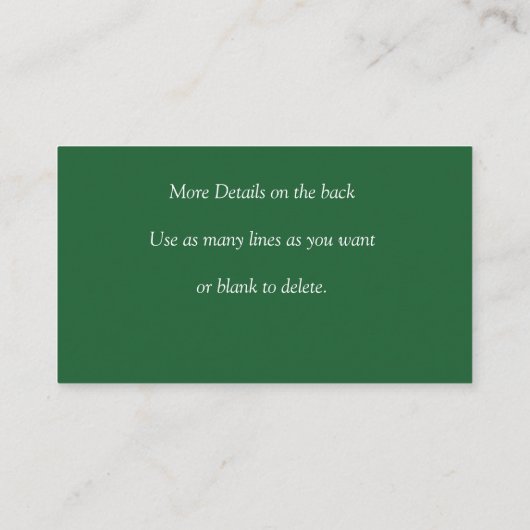 Write Your Own Enclosure Card, Emerald Green Gold Begleitkarte (Rückseite)