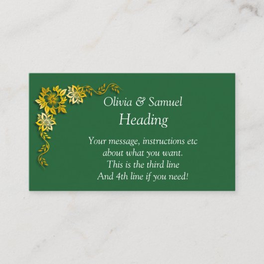 Write Your Own Enclosure Card, Emerald Green Gold Begleitkarte (Vorderseite)