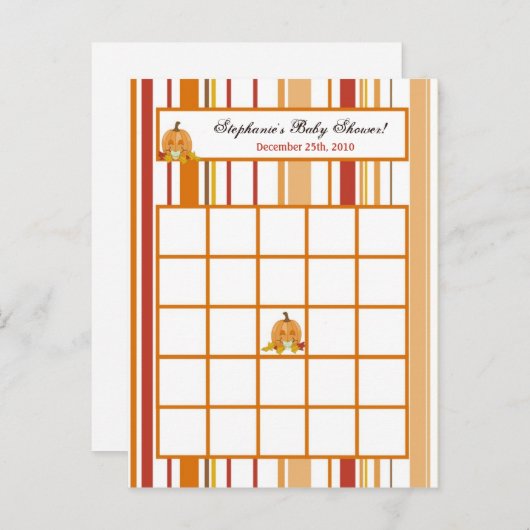 Writed Bingo Card Autumn Fall Pumpkin Baby Einladungspostkarte (Vorne/Hinten)